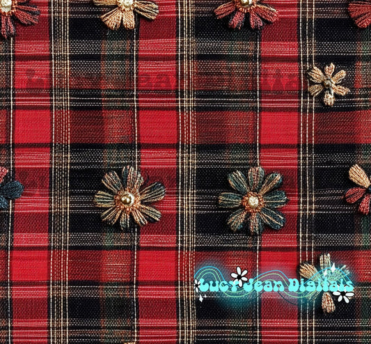 Red embroidery plaid seamless file