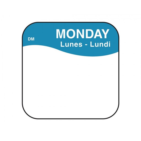 Removable Day Of The Week Label 25mm x 25mm (Roll Of 1000) Monday/Blue