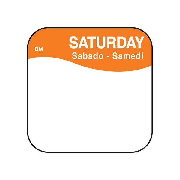 Removable Day Of The Week Label 25mm x 25mm  (Roll Of 1000) Saturday/Orange