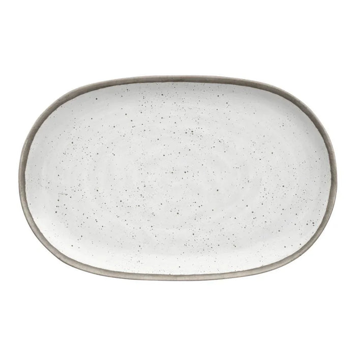Retreat Pottery White Bamboo 16.9" Platter TarHong Indigo Pool Patio BBQ