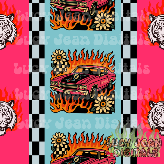 Retro 70s car Seamless File