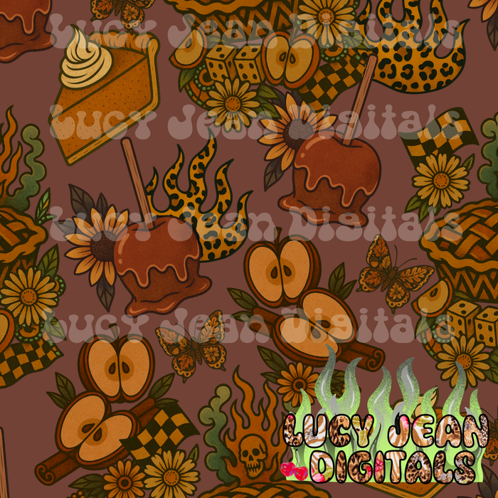 Retro Fall Desserts Seamless File