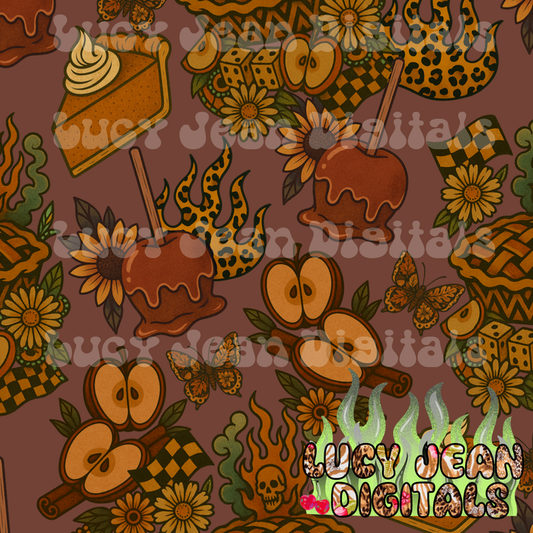 Retro Fall Desserts Seamless File