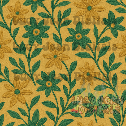 Retro Fall Floral Embroidery Seamless File