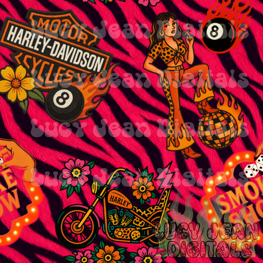Retro Smoke Show HD motorcycle Seamless File