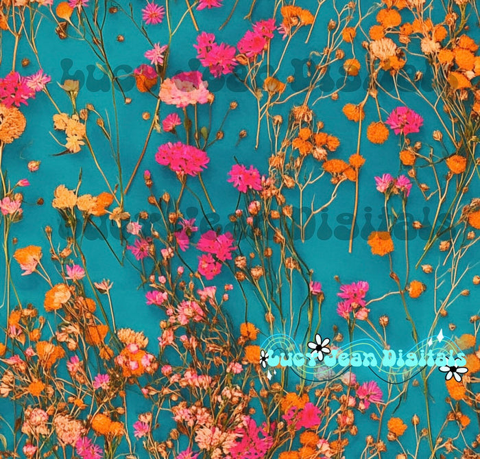 Retro wildflowers seamless file