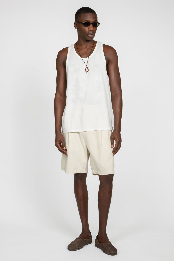 Rib Knit Tank Top - White