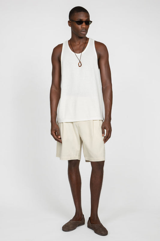 Rib Knit Tank Top - White