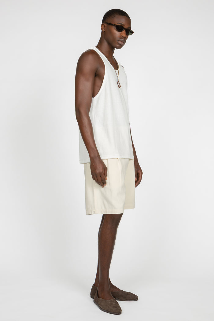 Rib Knit Tank Top - White