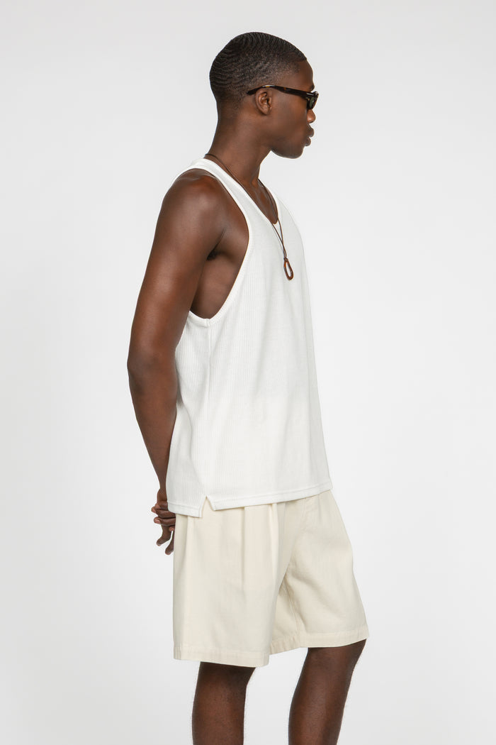 Rib Knit Tank Top - White