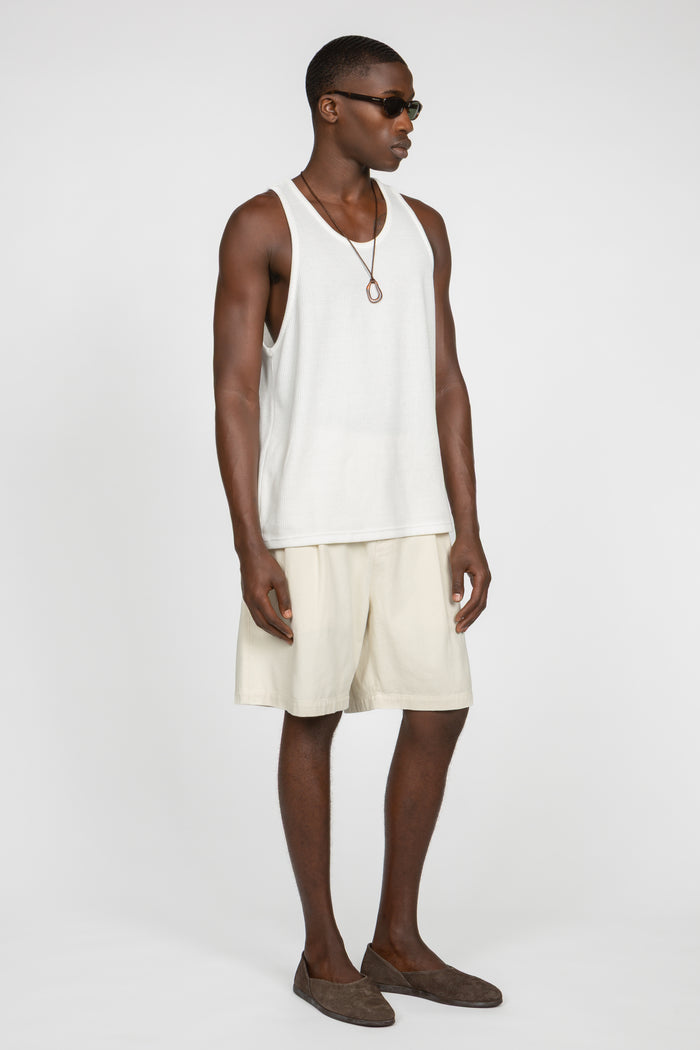 Rib Knit Tank Top - White