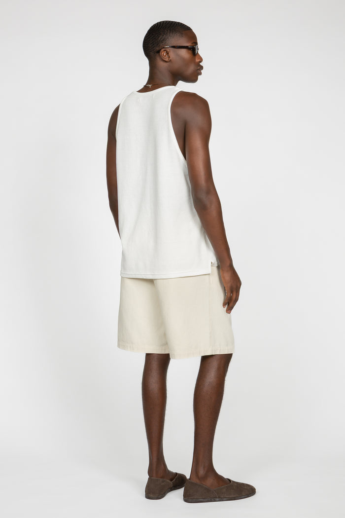 Rib Knit Tank Top - White