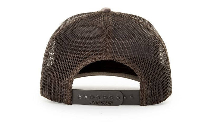 Richardson 112PFP Printed Five Panel Trucker - Duck Camo Colors: Bark Duck Camo/Brown