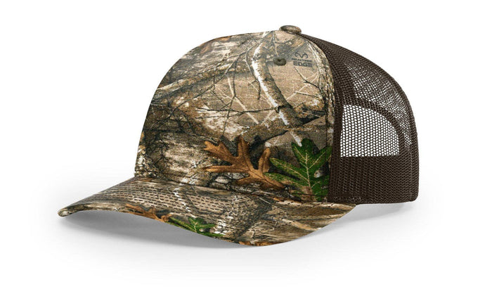 Richardson 112PFP Printed Five Panel Trucker Hat Camo Cap - 112 PFP: Realtree Edge/Blaze Orange