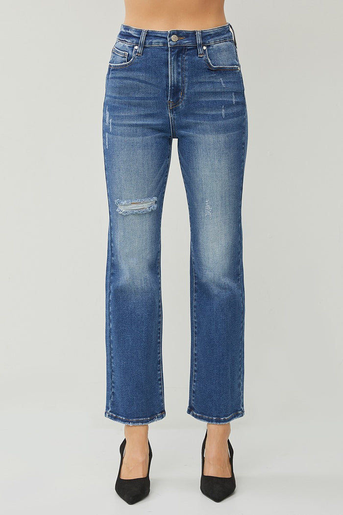 Risen Straight Ankle Jeans