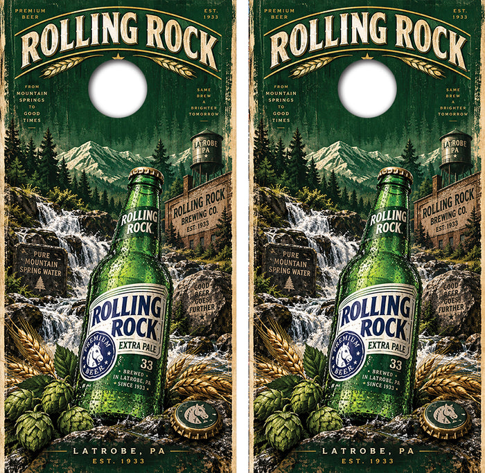 Rolling Rock Premium Beer Cornhole Design