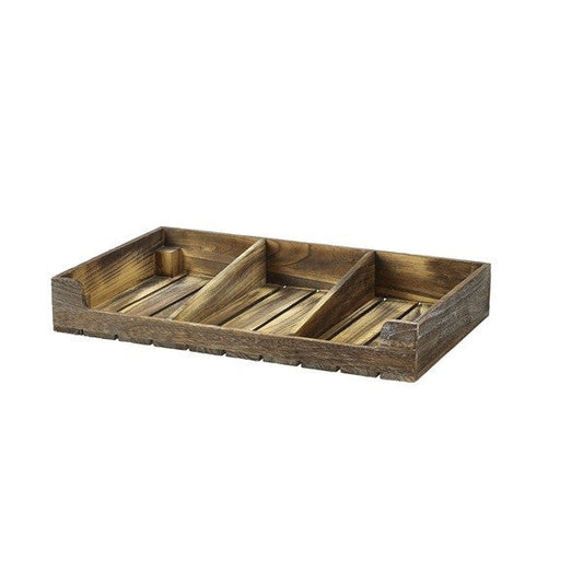 Rustic Wooden Display Crate With Dividers 53cm x 32cm x 8cm