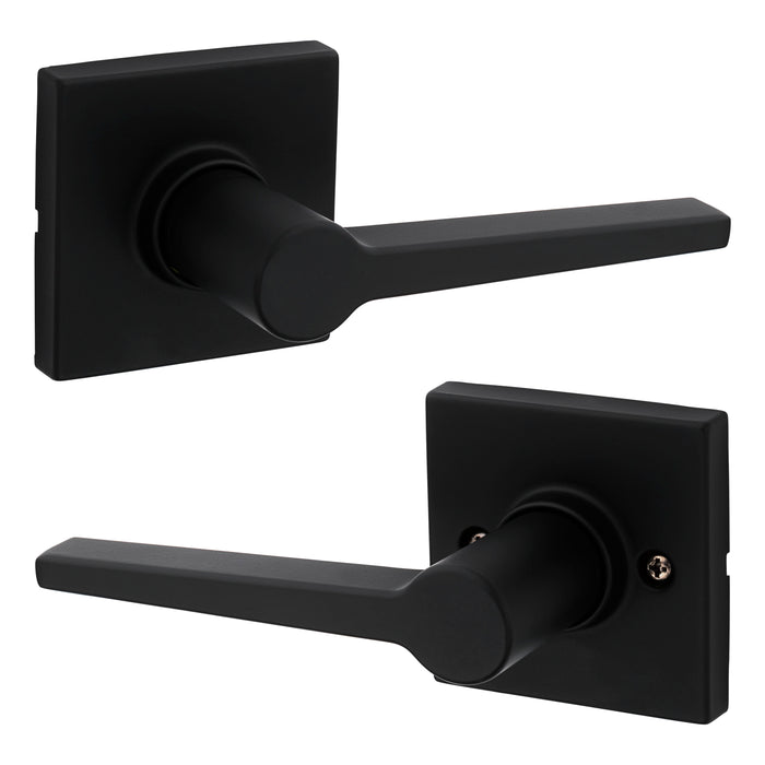 Safelock Daylon Lever with Square Rose Passage Lock with RCAL Latch and RCS Strike Kwikset