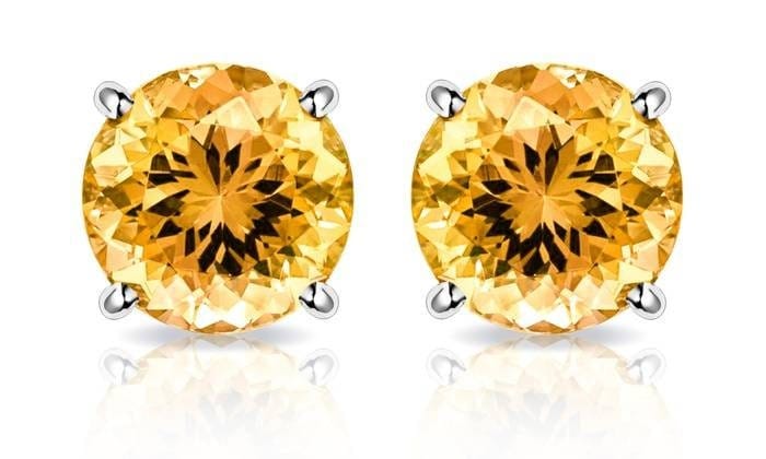 SALE!!! Solid Sterling Natural (Genuine) 4mm Round Golden Citrine Stud Earrings, 0.5tcw Tiny Earrings, Fine Earrings, Children's Earrings