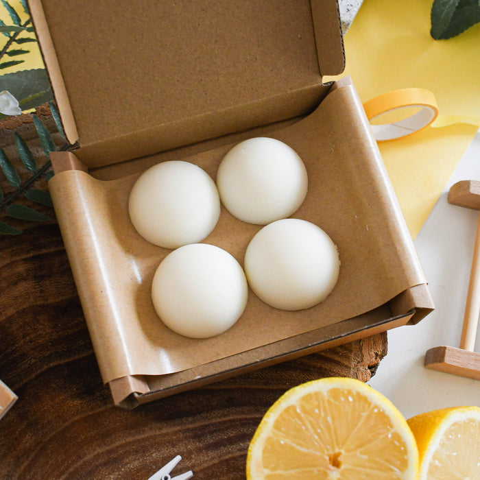 lemon sorbet wax melts set of 4, vegan, plastic-free, self care, home scents, natural