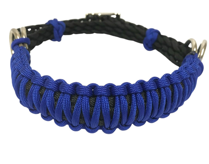 side pull hackamore electric blue   bitless attachment.... with black or brown chinstrap...all sizes - Tiffanys Braided Tack LLC