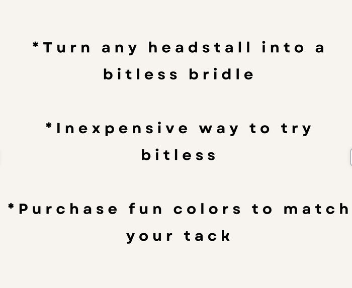 side pull hackamore electric blue   bitless attachment.... with black or brown chinstrap...all sizes - Tiffanys Braided Tack LLC