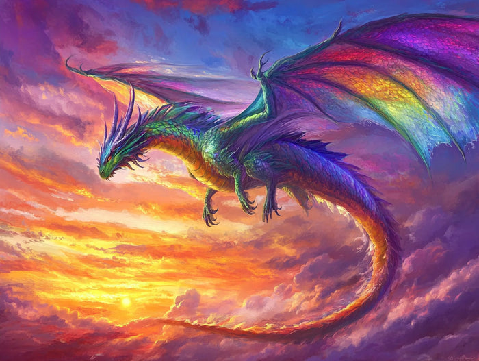 Soaring Above A Vibrant Sunset Sky