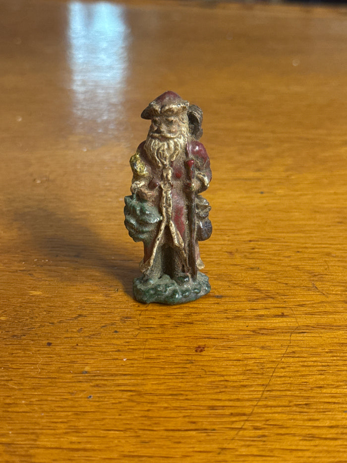 Solid Lead Santa Claus with Basket Statue