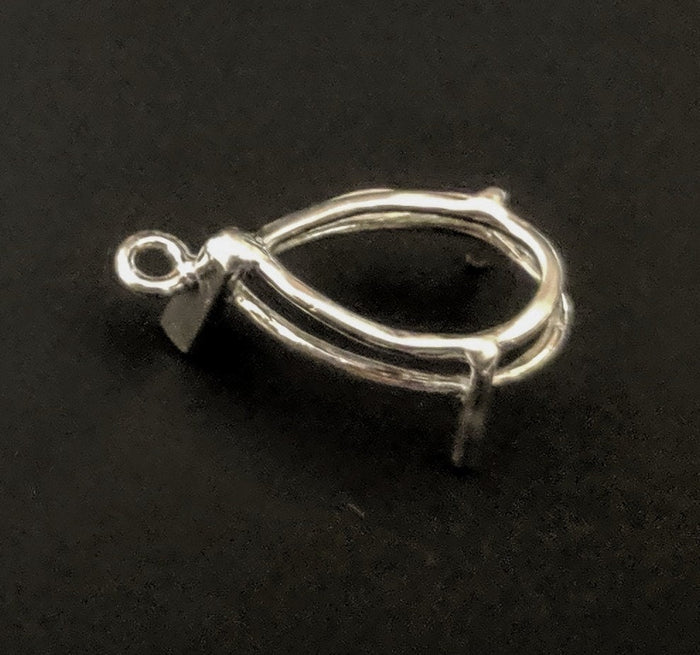 Solid Sterling Silver or 14k Gold 6x4-15x10mm Pear Shape Vee Wire Dangle Pendant or Earrings Setting, 166-065/146-065