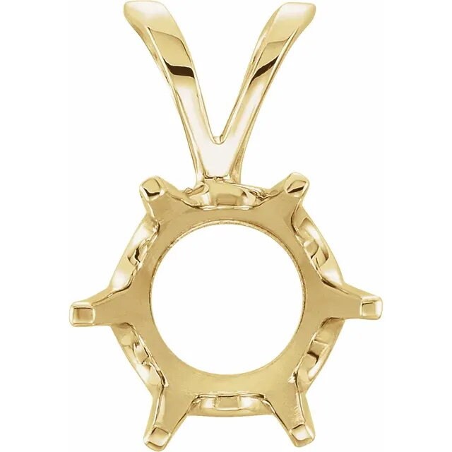 Solid Sterling Silver or 14kt Gold 3mm-9mm Round 6 Prong Pendant Setting, New, Made in USA 161-116/141-116