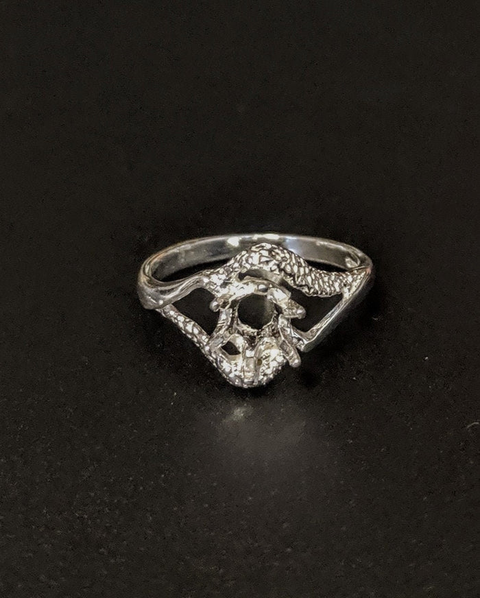 Solid Sterling Silver or 14kt Gold 4-6mm Round Textured Semi-Swirl Pre-Notched Blank Ring Size 6-8 setting 163-260/143-260