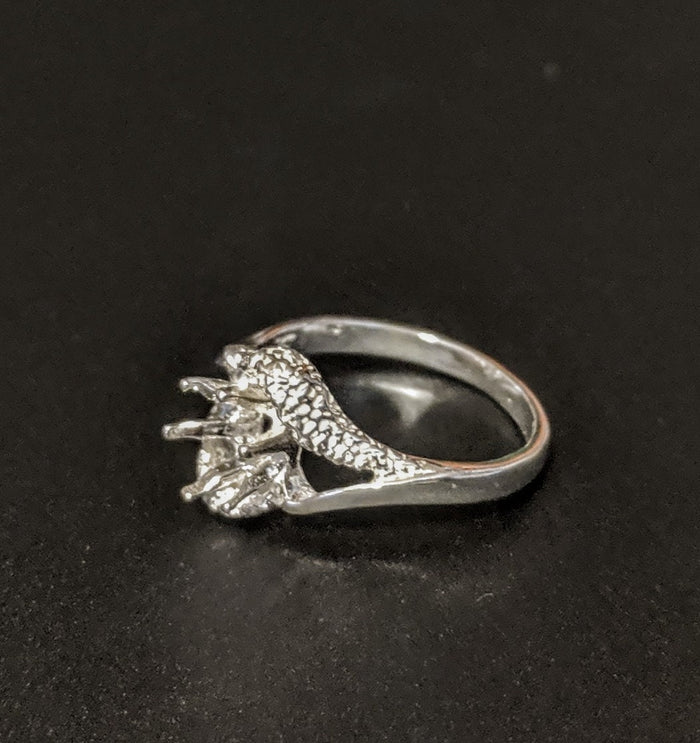 Solid Sterling Silver or 14kt Gold 4-6mm Round Textured Semi-Swirl Pre-Notched Blank Ring Size 6-8 setting 163-260/143-260