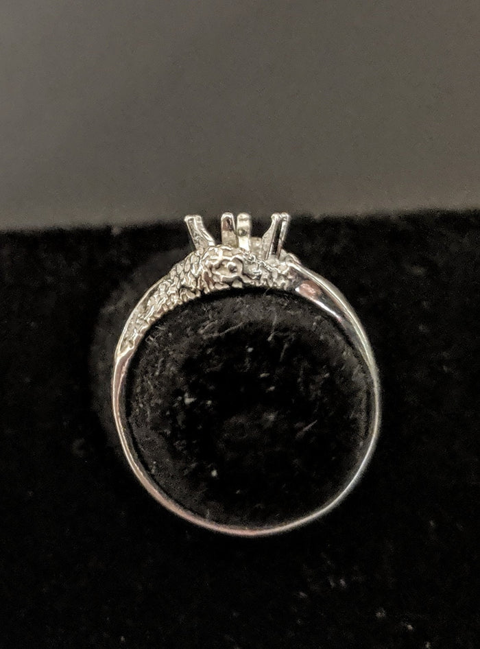 Solid Sterling Silver or 14kt Gold 4-6mm Round Textured Semi-Swirl Pre-Notched Blank Ring Size 6-8 setting 163-260/143-260