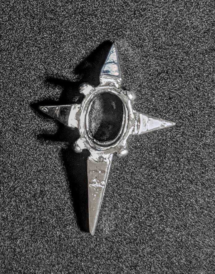 Solid Sterling Silver or 14kt Gold 8x6 Oval Cross Cab (Cabochon) Pendant, New, Made in USA 161-765/141-765