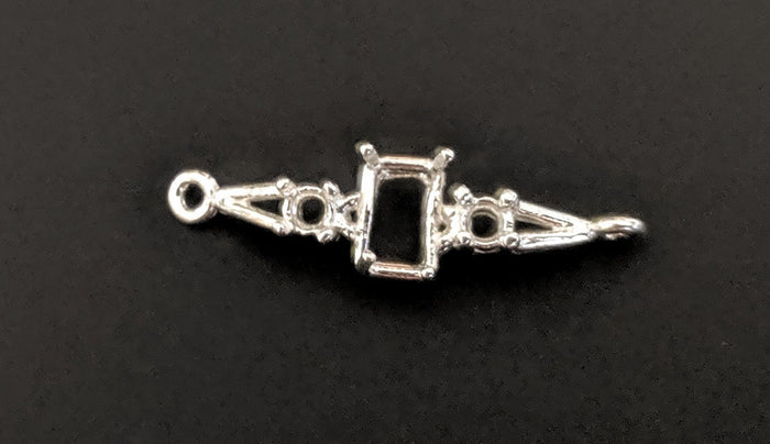 Solid Sterling Silver or 14kt Gold Accented Bracelet Link for 7x5-10x8 Emerald Cut, DIY Bracelet, Custom made, DIY Jewelry, 167-821/147-821