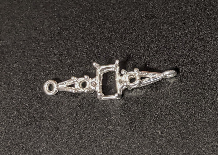 Solid Sterling Silver or 14kt Gold Accented Bracelet Link for 7x5-10x8 Emerald Cut, DIY Bracelet, Custom made, DIY Jewelry, 167-821/147-821