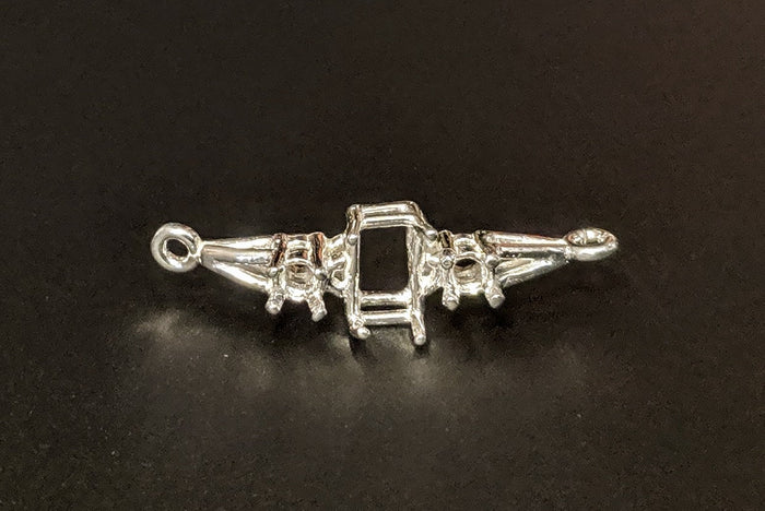 Solid Sterling Silver or 14kt Gold Accented Bracelet Link for 7x5-10x8 Emerald Cut, DIY Bracelet, Custom made, DIY Jewelry, 167-821/147-821