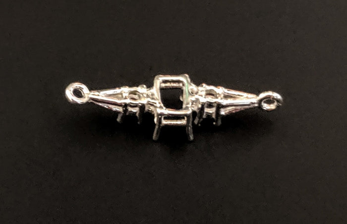 Solid Sterling Silver or 14kt Gold Accented Bracelet Link for 7x5-10x8 Emerald Cut, DIY Bracelet, Custom made, DIY Jewelry, 167-821/147-821