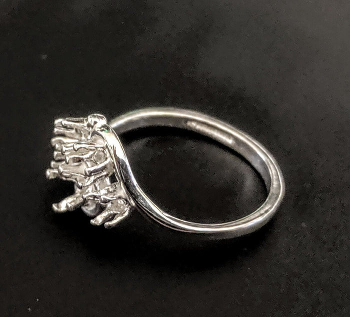 Solid Sterling Silver or 14kt Gold Four Stone Cluster Ladies Pre-Notched Blank Ring Size 6-8 setting 163-279/143-279