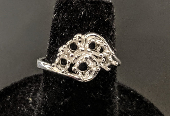 Solid Sterling Silver or 14kt Gold Four Stone Cluster Ladies Pre-Notched Blank Ring Size 6-8 setting 163-279/143-279