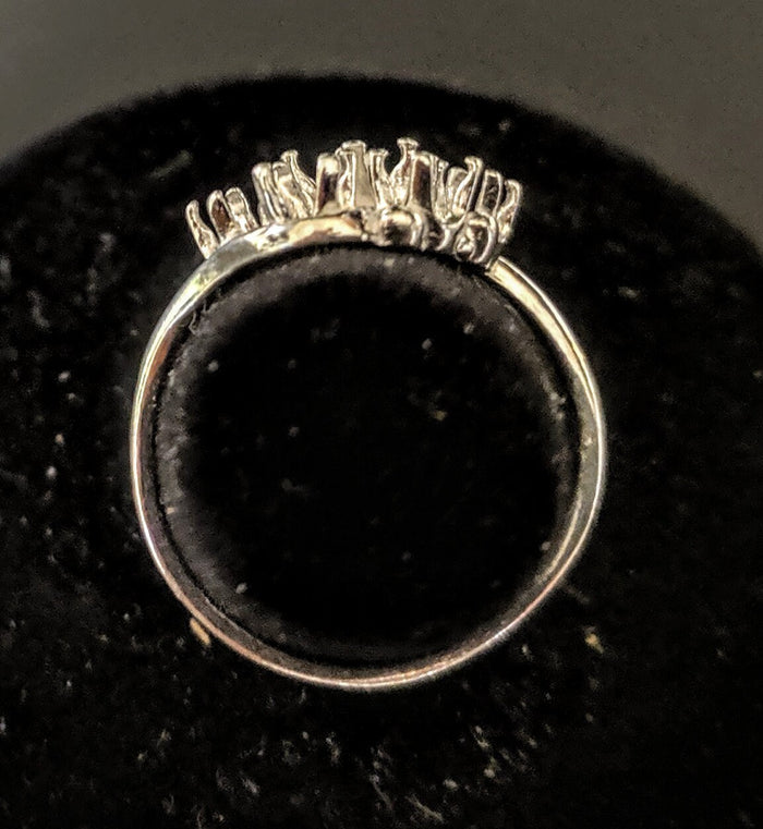 Solid Sterling Silver or 14kt Gold Four Stone Cluster Ladies Pre-Notched Blank Ring Size 6-8 setting 163-279/143-279