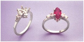 Solid Sterling Silver or 14kt White or Yellow Gold 10x5-16x8 Marquise w/ Accents blank Pre-Notched Ring setting SZ 7, 163-488/143-488