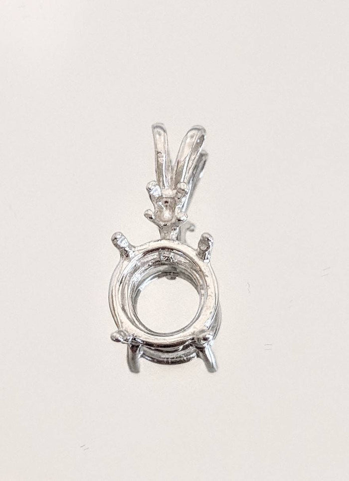 Solid Sterling Silver or 14kt White or Yellow Gold 4mm-9mm Round Wire Pendant Setting with Accent, New, Made in USA 161-011/141-011
