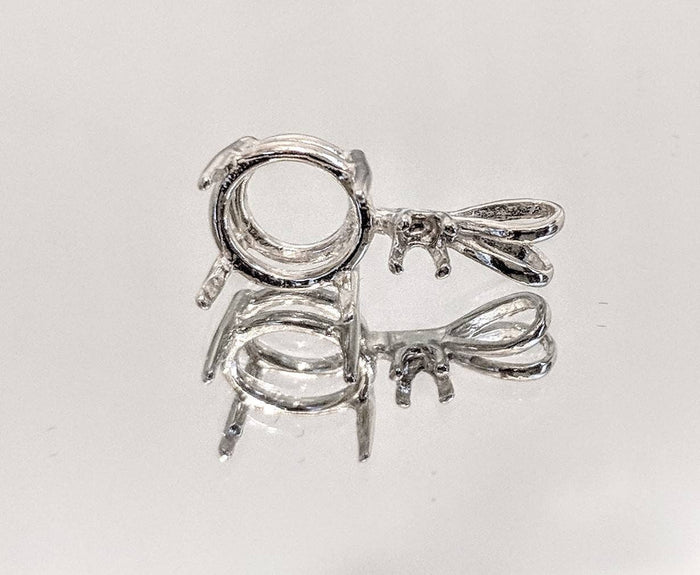 Solid Sterling Silver or 14kt White or Yellow Gold 4mm-9mm Round Wire Pendant Setting with Accent, New, Made in USA 161-011/141-011