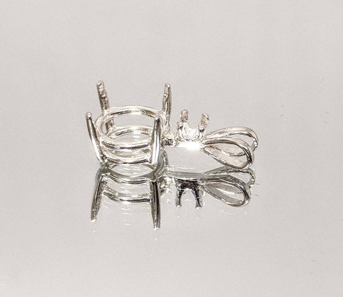 Solid Sterling Silver or 14kt White or Yellow Gold 4mm-9mm Round Wire Pendant Setting with Accent, New, Made in USA 161-011/141-011