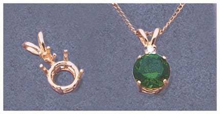 Solid Sterling Silver or 14kt White or Yellow Gold 4mm-9mm Round Wire Pendant Setting with Accent, New, Made in USA 161-011/141-011
