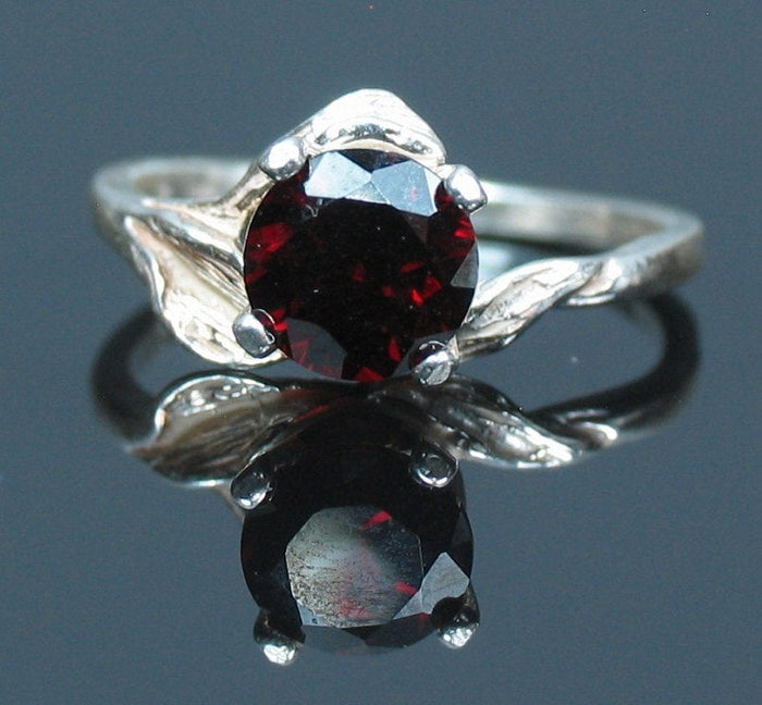 Solid Sterling Silver or Solid 14kt Gold Natural Garnet, Amethyst, Citrine, Blue Topaz, or Peridot 5mm Round Ring Size 7 Solitare