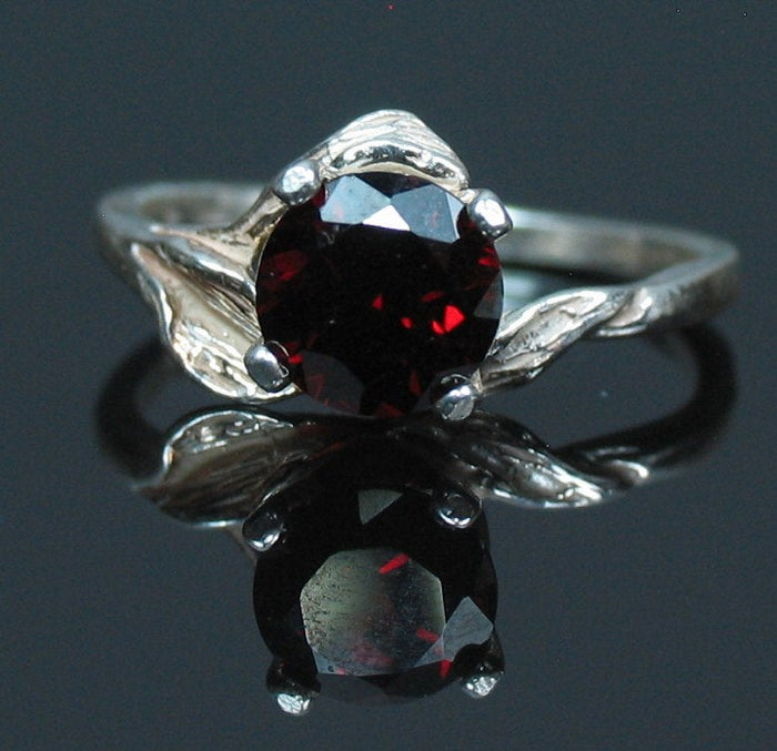 Solid Sterling Silver or Solid 14kt Gold Natural Garnet, Amethyst, Citrine, Blue Topaz, or Peridot 5mm Round Ring Size 7 Solitare