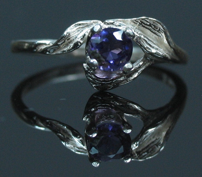 Solid Sterling Silver or Solid 14kt Gold Natural Garnet, Amethyst, Citrine, Blue Topaz, or Peridot 5mm Round Ring Size 7 Solitare
