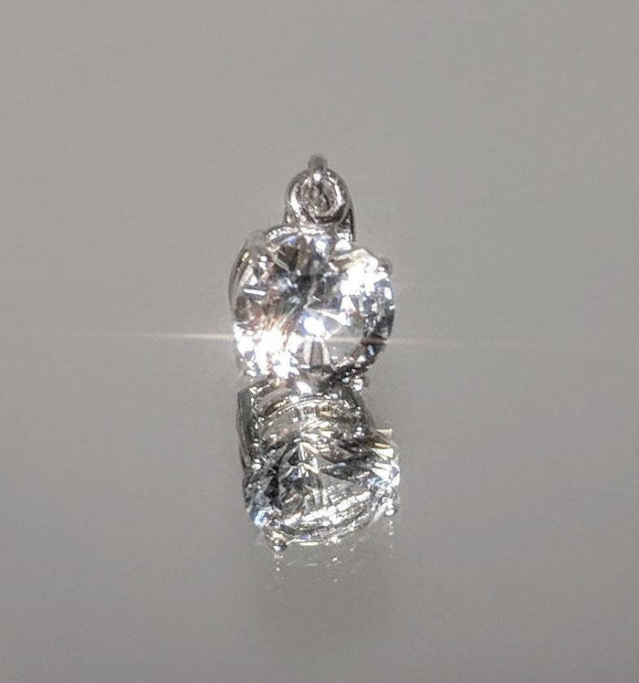 Solid Sterling Silver or Solid 14kt White, Yellow, and Gold Gold Natural White Sapphire 5-8mm Round Dangle Pendant Solitare VVS